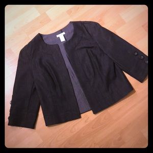 Jean Material Blazer with 3/4 length sleeves